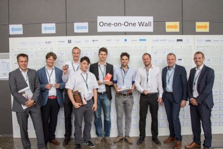 The winners of the speed pitches at the Munich Investment Forum 2015 by Fraunhofer Venture: Toposens, Lilium and Baristina
