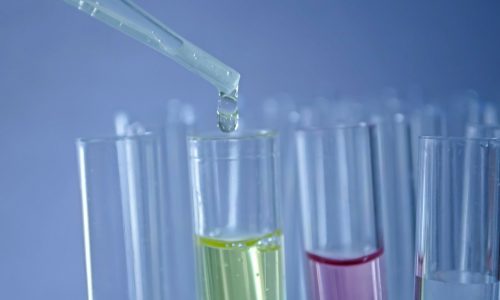 test tubes with colored liquid