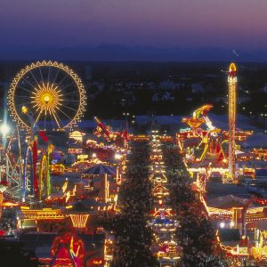 Oktoberfest at night from above