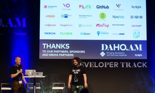 Stylight CTO Dan Ackerson and Tech Evangelist Johann Romefort (from left) at Daho.am 17, Photo: Munich Startup