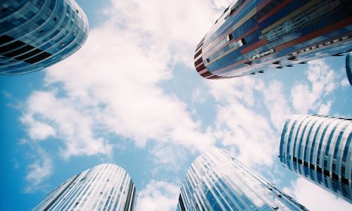 skyscraper blue sky