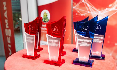 Trophies for the winners of the Science4Life business plan competition