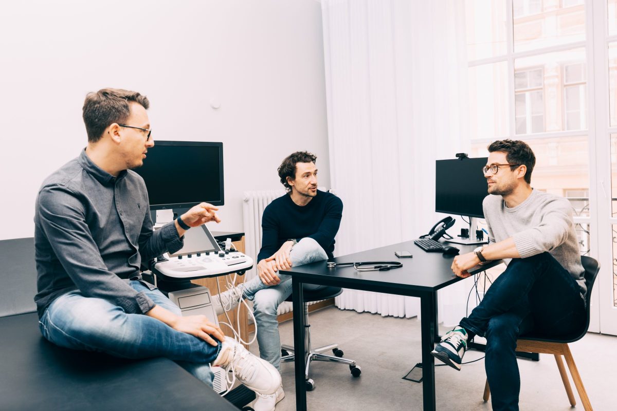 Vlad Lata, Julian Kley and Christoph Baumeister (from left), the founders of Avi Medical